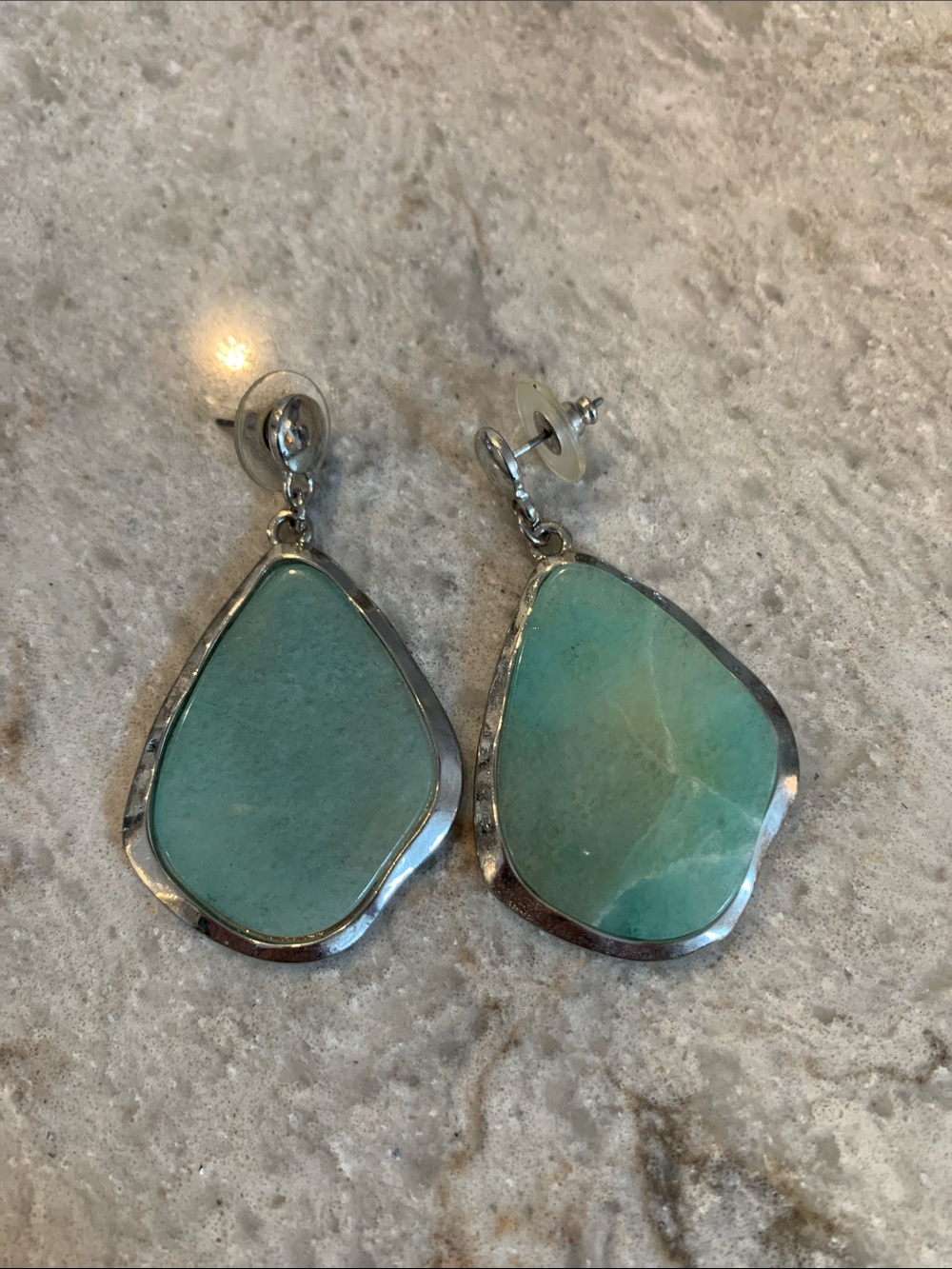 Natural Amazonite stone and silver earrings